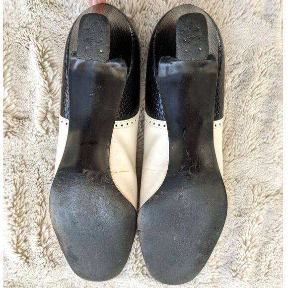 Vtg. 40s AirStep Snakeprint Spectator Cuban Heel Mid Height Pumps, Sz. 6 / 6.5 - Picture 11 of 14